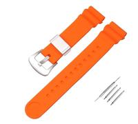 POYNMRE Modified Strap Compatible With Seiko No. 5 Abalone Small MM SRP777J1 Sport Waterproof Silicone Rubber Watchband Men Bracelet Accessories(Orange-silver,20mm)