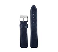 POYNMRE New Retro Genuine Leather Watchband Compatible With Casio A158W/A168/f91w/AE-1200WHD/A158/A159/A16 Vintage Watch Bracelet Strap(Blue-silver A)