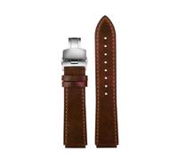 POYNMRE New Retro Genuine Leather Watchband Compatible With Casio A158W/A168/f91w/AE-1200WHD/A158/A159/A16 Vintage Watch Bracelet Strap(Brown-silver B)