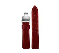 POYNMRE New Retro Genuine Leather Watchband Compatible With Casio A158W/A168/f91w/AE-1200WHD/A158/A159/A16 Vintage Watch Bracelet Strap(Red-silver B)