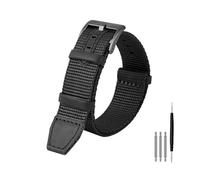 POYNMRE Nylon Watchband Compatible With HAMILTON Khaki Field H69439931 H69439411 Seiko T-imex Wristband(Black black clasp,20mm)