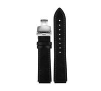 POYNMRE Retro Cowhide Watchband Compatible With Casio A158 A158W/A168/f91w/AE-1200WHD/A159/A169 AE1200 Vintage Watch Bracelet Calfskin Strap(Black-silver B)