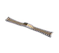 POYNMRE Rolamy 22mm Jubilee Watch Band Compatible With Casio MDV-106 MDV-106A MDV-106B MDV106G MDV107 316L Silver Gold Solid Link End Strap Bracelet(Middle Gold)