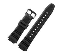 POYNMRE Rubber Strap Suitable Compatible With Casio AE1200WH/SGW-300H/400/W-218H/MRW-200 Silicone Watchband Pin Buckle Watch Wrist Bracelet(Black black buckle)
