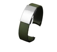 POYNMRE Rubber Watch Band Compatible With Longines Comcast Conquest Silicone Diving L3.742/644/781 642 Series Men's Strap Chain 21mm Bracelet(Green sivler)