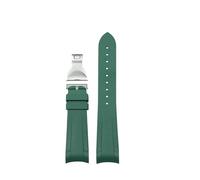 POYNMRE Rubber Watch Strap Compatible With Tudor BLACK BAY Panda Little Monster Golden Eye Red Flower Series With Men's Silicone Band(Green-silver)
