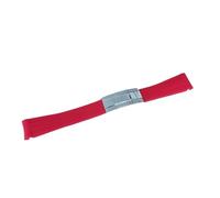 POYNMRE Silver Steel Rubber Non-Luminous Watchband 20MM*18MM Stainless Single Fold Clasp Watch Accessories(Red)