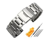 POYNMRE Solid Thickening 5.5mmlarge Size Stainless Steel Watchbands Silver Black 22mm 24mm 26mm Matte Metal WatchBand Strap Wrist Watch(Silver,26mm)