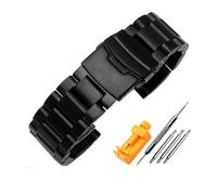 POYNMRE Solid Thickening 5.5mmlarge Size Stainless Steel Watchbands Silver Black 22mm 24mm 26mm Matte Metal WatchBand Strap Wrist Watch(Noir,24mm)