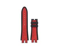 POYNMRE Suede +silicone Rubber Watch Band Compatible With Roger Dubuis Strap EXCALIBUR King Series 28MM Watchband Bracelet Blue Red Bracelet(Red no clasp)