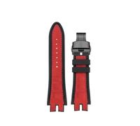 POYNMRE Suede +silicone Rubber Watch Band Compatible With Roger Dubuis Strap EXCALIBUR King Series 28MM Watchband Bracelet Blue Red Bracelet(Red black)