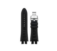 POYNMRE Suede +silicone Rubber Watch Band Compatible With Roger Dubuis Strap EXCALIBUR King Series 28MM Watchband Bracelet Blue Red Bracelet(Black silver)