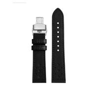 POYNMRE Suitable Compatible With Breitling SA Italian Top Leather Watch Belt TOP TIME Co-branding Series Vintage Men's 20mm(Black silver B)