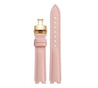 POYNMRE Suitable Compatible With Versace PALAZZO Watch Strap Medusa VECQ00218 518 318 Notched Genuine Leather Band Women 18mm(Pink-gold)