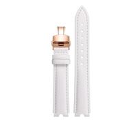 POYNMRE Suitable Compatible With Versace PALAZZO Watch Strap Medusa VECQ00218 518 318 Notched Genuine Leather Band Women 18mm(White-rosegold)