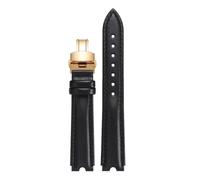POYNMRE Suitable Compatible With Versace PALAZZO Watch Strap Medusa VECQ00218 518 318 Notched Genuine Leather Band Women 18mm(Black-gold)