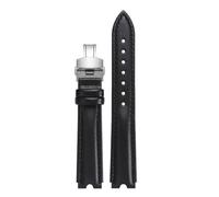 POYNMRE Suitable Compatible With Versace PALAZZO Watch Strap Medusa VECQ00218 518 318 Notched Genuine Leather Band Women 18mm(Black-silver)