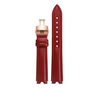 POYNMRE Suitable Compatible With Versace PALAZZO Watch Strap Medusa VECQ00218 518 318 Notched Genuine Leather Band Women 18mm(Red-rosegold)
