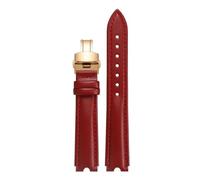 POYNMRE Suitable Compatible With Versace PALAZZO Watch Strap Medusa VECQ00218 518 318 Notched Genuine Leather Band Women 18mm(Red-gold)