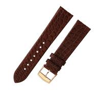 POYNMRE Ultra-thin Crocodile Leather Watch Strap 12 13 16 18 19 20mm Compatible With Longines L4 L2 La VC MIDO Cartier Grande Men Women Band(Silver Yellow,18mm)