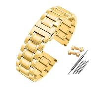 POYNMRE Universal Curved Men Watchband Compatible With Casio EFV-540 500 510 EQB-501 EFR-303 Solid Stainless Steel Strap Metal Watch Chain(C golden,20mm)