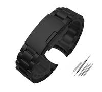 POYNMRE Universal Curved Men Watchband Compatible With Casio EFV-540 500 510 EQB-501 EFR-303 Solid Stainless Steel Strap Metal Watch Chain(B Black,22mm)
