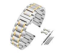 POYNMRE Universal Curved Men Watchband Compatible With Casio EFV-540 500 510 EQB-501 EFR-303 Solid Stainless Steel Strap Metal Watch Chain(C Silver golden,24mm)