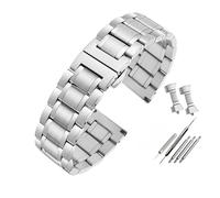 POYNMRE Universal Curved Men Watchband Compatible With Casio EFV-540 500 510 EQB-501 EFR-303 Solid Stainless Steel Strap Metal Watch Chain(C Silver,22mm)