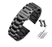POYNMRE Universal Curved Men Watchband Compatible With Casio EFV-540 500 510 EQB-501 EFR-303 Solid Stainless Steel Strap Metal Watch Chain(C Black,20mm)