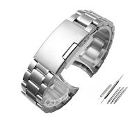 POYNMRE Universal Curved Men Watchband Compatible With Casio EFV-540 500 510 EQB-501 EFR-303 Solid Stainless Steel Strap Metal Watch Chain(B Silver,20mm)
