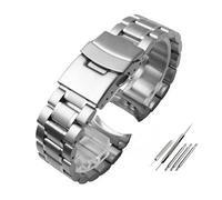 POYNMRE Universal Curved Men Watchband Compatible With Casio EFV-540 500 510 EQB-501 EFR-303 Solid Stainless Steel Strap Metal Watch Chain(A Silver,24mm)