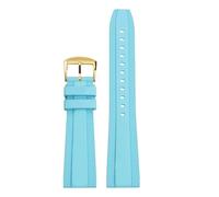 POYNMRE Universal Fluoro Rubber Strap 20mm 22mm Compatible With Breitling Super Ocean Avenger Replace Men Sport Waterproof Watch Band Bracelet(Light blue gold,20mm)