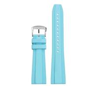 POYNMRE Universal Fluoro Rubber Strap 20mm 22mm Compatible With Breitling Super Ocean Avenger Replace Men Sport Waterproof Watch Band Bracelet(Light blue silver,20mm)