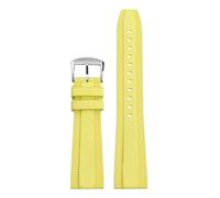 POYNMRE Universal Fluoro Rubber Strap 20mm 22mm Compatible With Breitling Super Ocean Avenger Replace Men Sport Waterproof Watch Band Bracelet(Yellow silver,20mm)