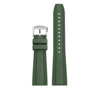 POYNMRE Universal Fluoro Rubber Strap 20mm 22mm Compatible With Breitling Super Ocean Avenger Replace Men Sport Waterproof Watch Band Bracelet(Green silver,20mm)