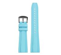 POYNMRE Universal Fluoro Rubber Strap 20mm 22mm Compatible With Breitling Super Ocean Avenger Replace Men Sport Waterproof Watch Band Bracelet(Light blue black,22mm)