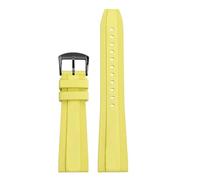 POYNMRE Universal Fluoro Rubber Strap 20mm 22mm Compatible With Breitling Super Ocean Avenger Replace Men Sport Waterproof Watch Band Bracelet(Yellow black,20mm)