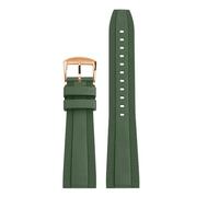 POYNMRE Universal Fluoro Rubber Strap 20mm 22mm Compatible With Breitling Super Ocean Avenger Replace Men Sport Waterproof Watch Band Bracelet(Green rose gold,22mm)