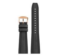 POYNMRE Universal Fluoro Rubber Strap 20mm 22mm Compatible With Breitling Super Ocean Avenger Replace Men Sport Waterproof Watch Band Bracelet(Black rose gold,22mm)