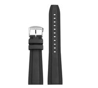POYNMRE Universal Fluoro Rubber Strap 20mm 22mm Compatible With Breitling Super Ocean Avenger Replace Men Sport Waterproof Watch Band Bracelet(Black Silver,22mm)