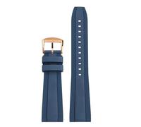 POYNMRE Universal Fluoro Rubber Strap 20mm 22mm Compatible With Breitling Super Ocean Avenger Replace Men Sport Waterproof Watch Band Bracelet(Blue rose gold,22mm)