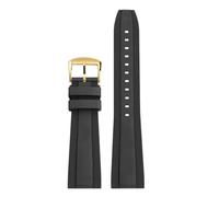 POYNMRE Universal Fluoro Rubber Strap 20mm 22mm Compatible With Breitling Super Ocean Avenger Replace Men Sport Waterproof Watch Band Bracelet(Black gold,22mm)