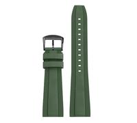 POYNMRE Universal Fluoro Rubber Strap 20mm 22mm Compatible With Breitling Super Ocean Avenger Replace Men Sport Waterproof Watch Band Bracelet(Green black,22mm)