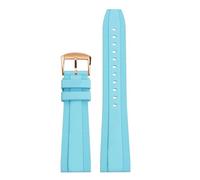 POYNMRE Universal Fluoro Rubber Strap 20mm 22mm Compatible With Breitling Super Ocean Avenger Replace Men Sport Waterproof Watch Band Bracelet(Light blue rose gold,22mm)