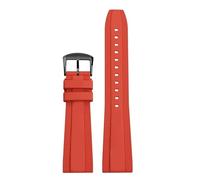 POYNMRE Universal Fluoro Rubber Strap 20mm 22mm Compatible With Breitling Super Ocean Avenger Replace Men Sport Waterproof Watch Band Bracelet(Red black,22mm)
