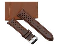 POYNMRE Vintage Handmade Watch Strap 18mm 19mm 20mm 22mm 24mm Racing Leather Gray Black Brown Blue Breathable Porous Watchbands(Coffee,24mm)