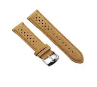POYNMRE Vintage Handmade Watch Strap 18mm 19mm 20mm 22mm 24mm Racing Leather Gray Black Brown Blue Breathable Porous Watchbands(Khaki,24mm)