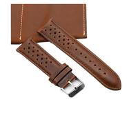 POYNMRE Vintage Handmade Watch Strap 18mm 19mm 20mm 22mm 24mm Racing Leather Gray Black Brown Blue Breathable Porous Watchbands(Red brown,24mm)