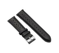 POYNMRE Vintage Handmade Watch Strap 18mm 19mm 20mm 22mm 24mm Racing Leather Gray Black Brown Blue Breathable Porous Watchbands(Black bk line,20mm)