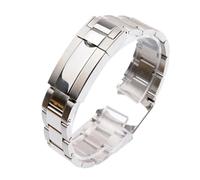 POYNMRE Watch Bracelet Compatible With Rolex SUBMARINER DAYTONA SUP GMT Men Fine-Tuning Pull Button Clasp Strap 904 Stainless Steel Band 20mm(Brightsilver,21mm)